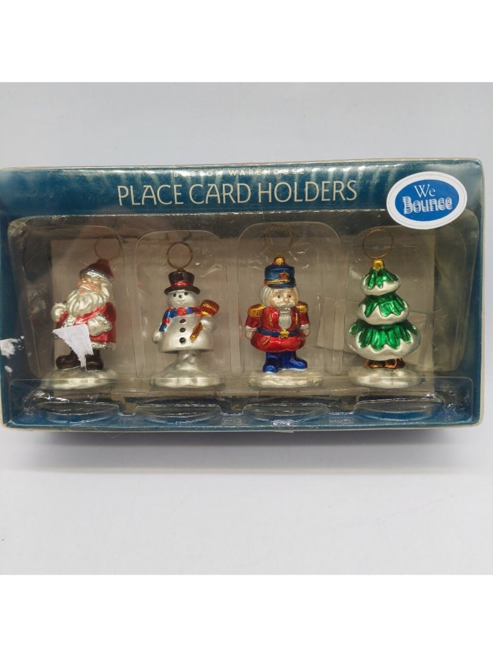 Boston Warehouse Bouncy Place Card Holders 1999 Christmas Santa Set Of 4